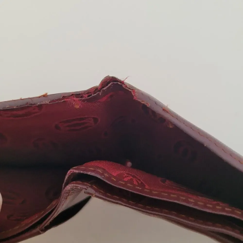 Cartier Men's Vintage Bifold Leather Bordeaux Red Wallet Medium‎ Retro Card Fair